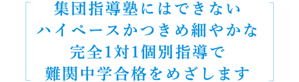 集団指導塾ではできないきめ細やかな個別指導で難関中学合格を目指します
