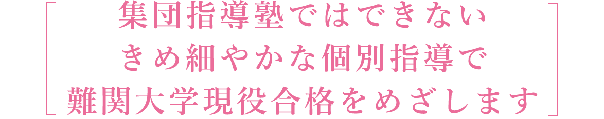 集団指導塾ではできない きめ細やかな個別指導で 難関大学現役合格を目指します