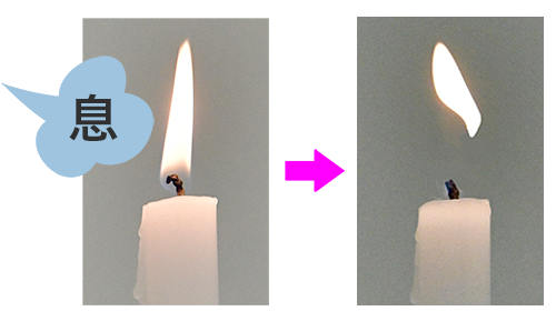 ろうそくに息を吹きかける写真